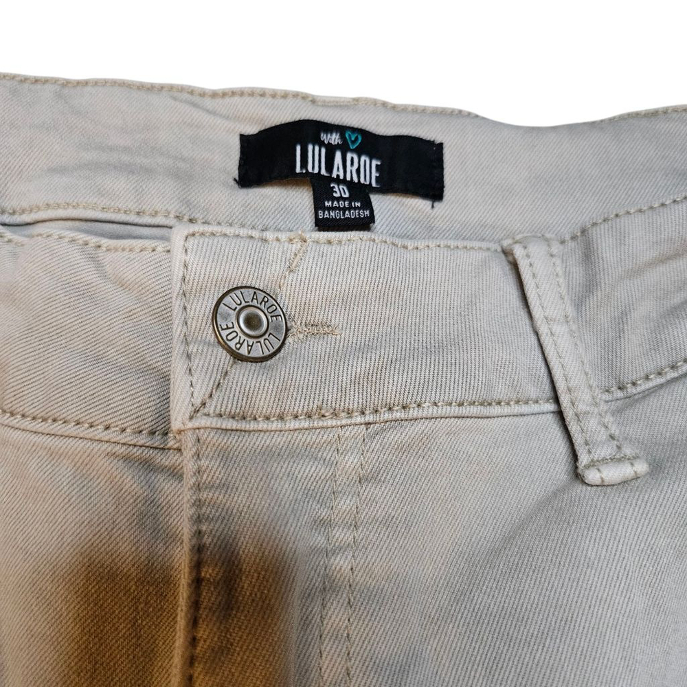 LuLaRoe 30 Khaki Utility Cargo Pants Soft Stretchy Twill - Picture 5 of 9